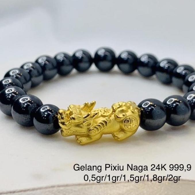 Gelang Charm Pixiu Naga Emas Asli LM SG Import Phixiu 24K 99.9 YAN