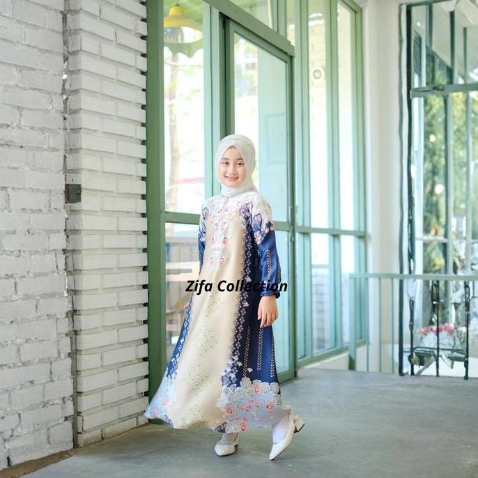 Gamis Anak Mauna Silk Premium Bahan Silk Halus Jatuh Tebalnya Pas Glossy Elegan Mewah Resleting