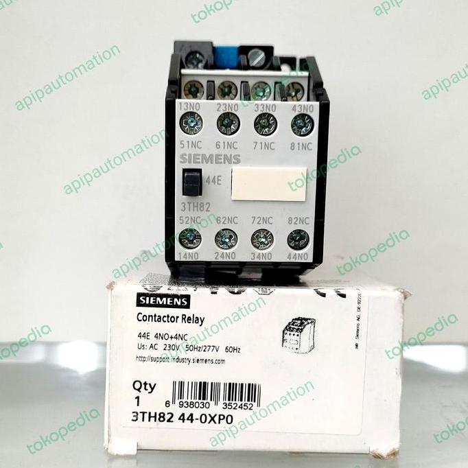 Diskon (1) Siemens Kontakor Relay 3TH82 44-0XPO 4NC+4NO 16A Coil 220VAC Kontakor Relay Koil ACK Kapa