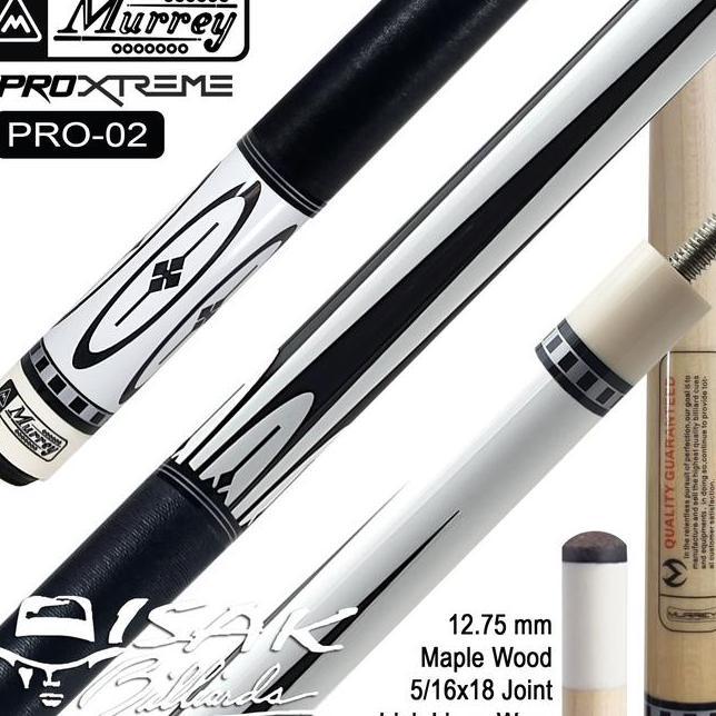 Murrey Pro2 Maple Pool Billiard Cue Sti Stik Biliar Putih