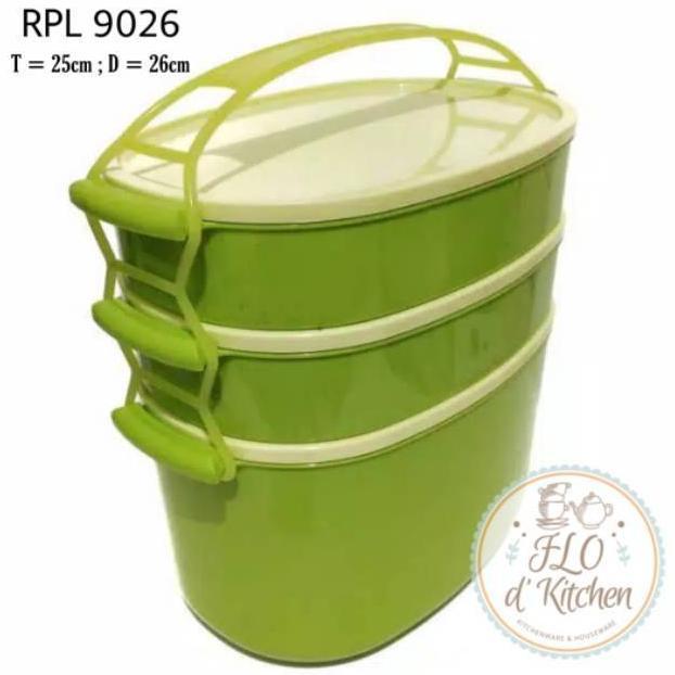 TERBARU Rantang Susun 3 Jumbo Hijau Plastik RPL 9026