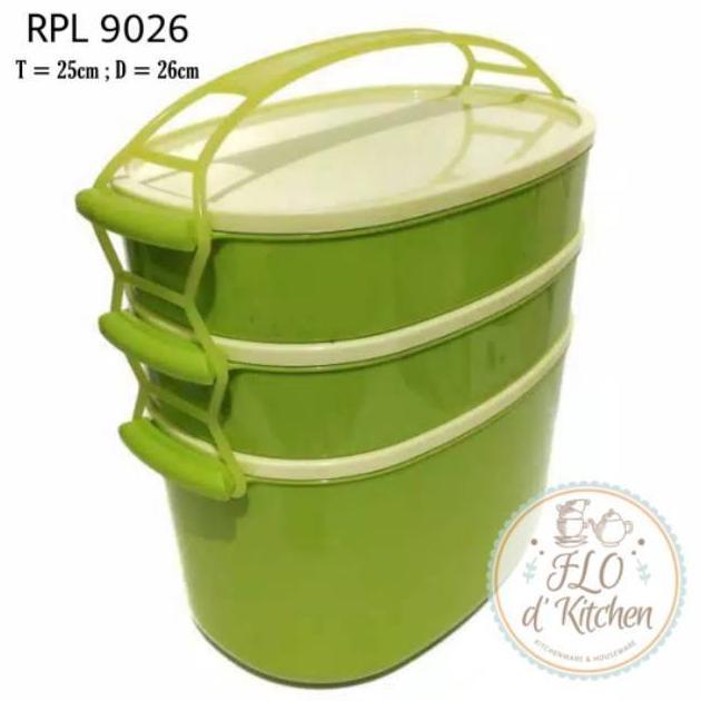 Sale Rantang Susun 3 Jumbo Hijau Plastik RPL 9026