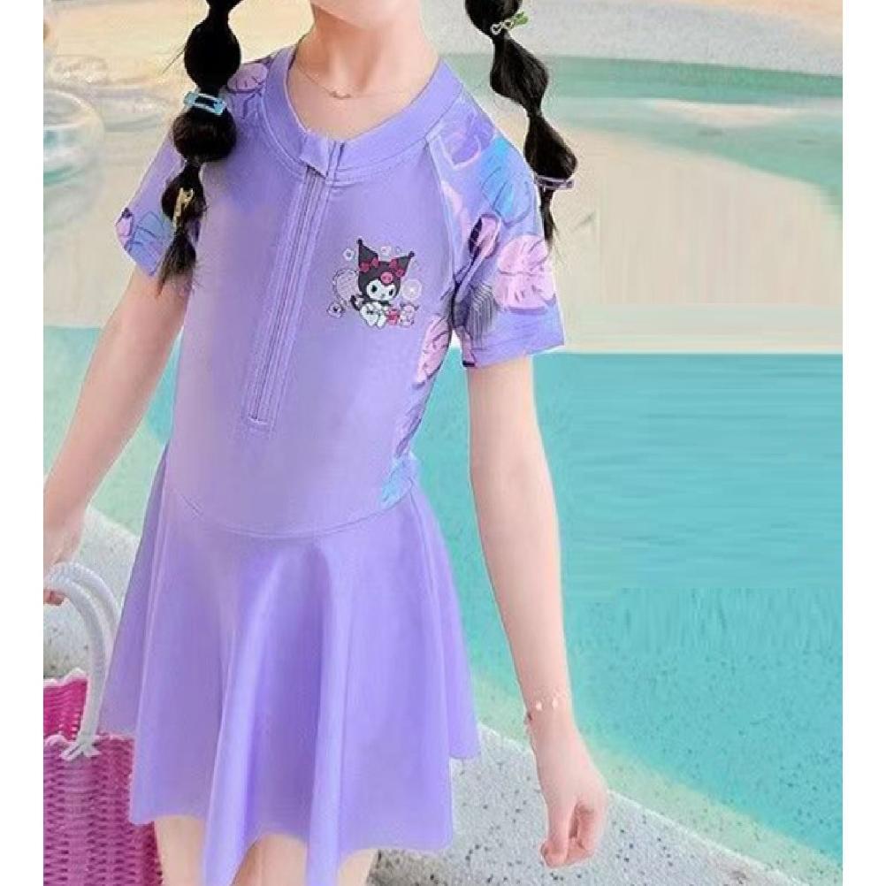 9911 Baju Renang Anak Dan Remaja Perempuan / Baju Renang Lengan Pendek Rok Motif Kuromi