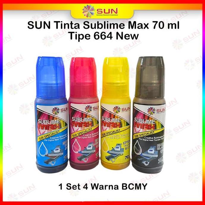 Tinta Epson Sublim 664 - Sun Sublime Max 70 Ml ( Transfer Ke Mesin Press Kaos, Mug, Piring, Keramik,