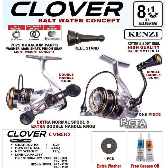Promo REEL KENZI CLOVER Light Weight Concept Power Handle Reel Diskon