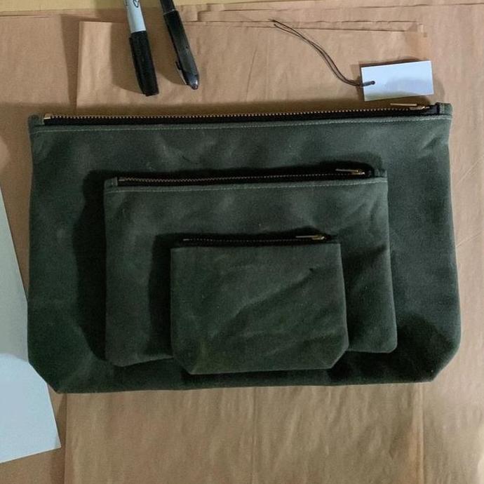 >>>>>] Dompet Wanita Set 3in1 Bahan Kain Kanvas Premium Tebal Warna Hitam