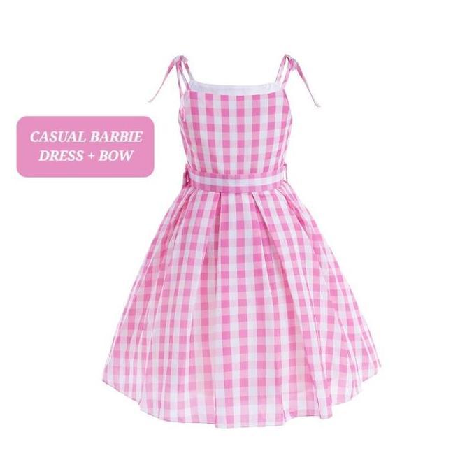 Ready BAJUKIDDIE CASUAL BARBIE DRESS KOSTUM PINK FASHION PRINCESS PINK Costume Aksesoris