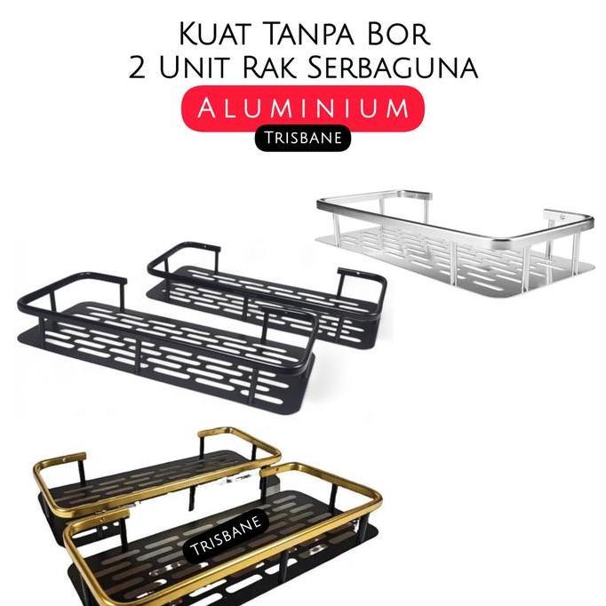 // 2 UNIT RAK DINDING KAMAR MANDI ALUMINIUM ORGANIZER SERBAGUNA PEMASANGAN LEM/BAUT ''