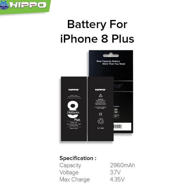 TERBARU - Hippo baterai iphone 8 plus 2960 MAH Original Premium Cell Quality