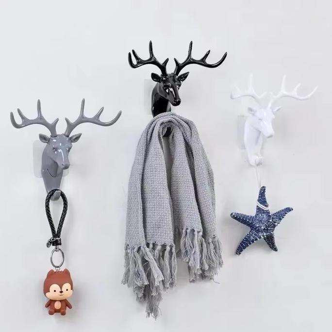 EXSAMOO Hanger Gantungan Kunci Dinding Tanduk Rusa Doe Deer Key Hooks Stand Hook Dekorasi Pajangan G
