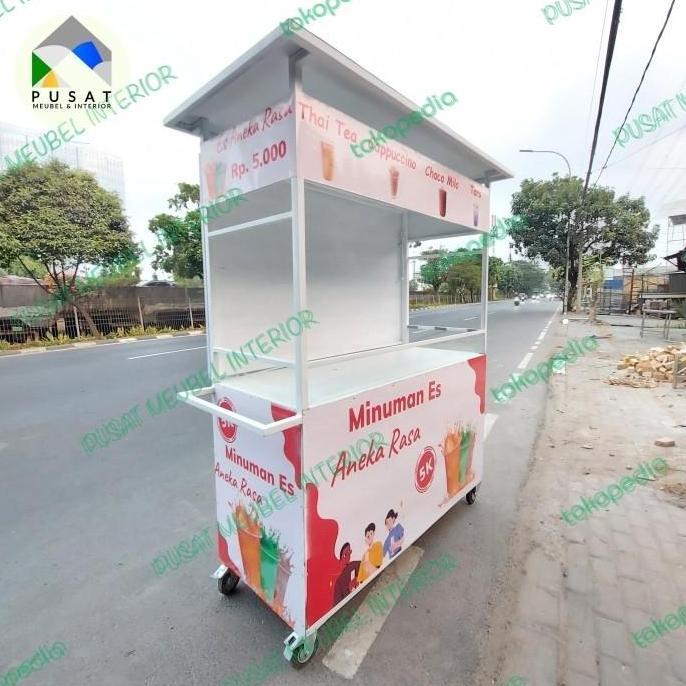 Terlaris Booth Besi Es Teh / Booth Semi Container / Gerobak Besi Dorong