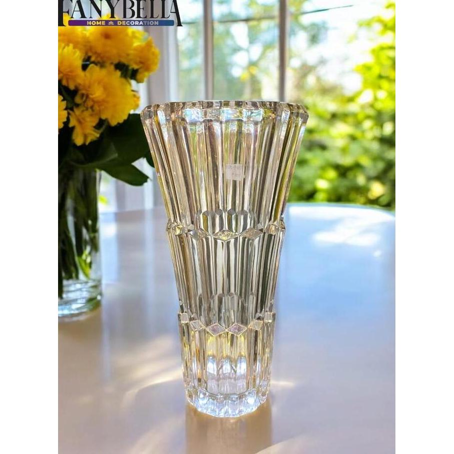 Vas bunga kaca kristal keramik putih  Motif Bunga Pajangan Meja Dekorasi Rumah Import LT