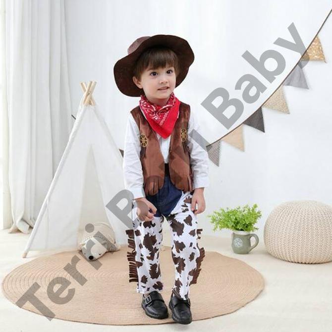 Baju Kostum Cowboy Zorro Koboi Setelan toddler anak Halloween