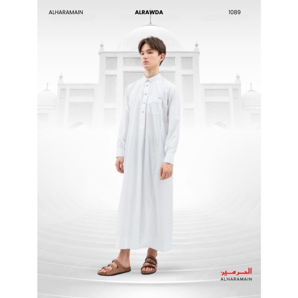Alrawda Thobe Jubah / Gamis Pria Dewasa Slimfit Premium Series (1089) | Putih | Putih Tulang