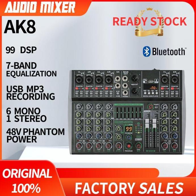 Raden_Stroom - Aibedo Ak 4 /6/8 Saluran Mixer Audio Profesional Dapat Dihubungkan Ke Catu Daya Mobil