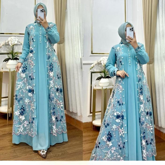 FLASH SALE Gamis Pesta Mewah Elegan Misela Drses BO Size M L XL XXL XXXL LD 100-130 CM PB 140 CM Bah