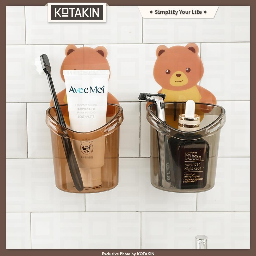 New Product Kotakin Tempat Sikat Gigi Tempel Dinding Kamar Mandi Holder Bear Rak Odol Brush Sabun An