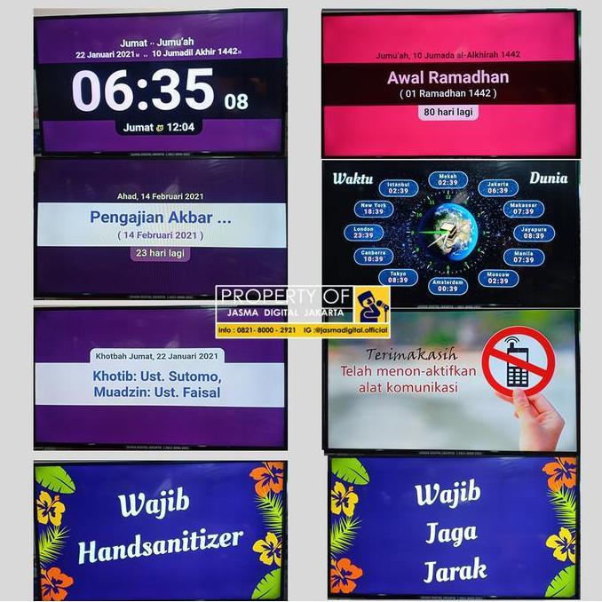 Jasma Versi Spesial Edition Jam Jadwal waktu Sholat Masjid TV LED