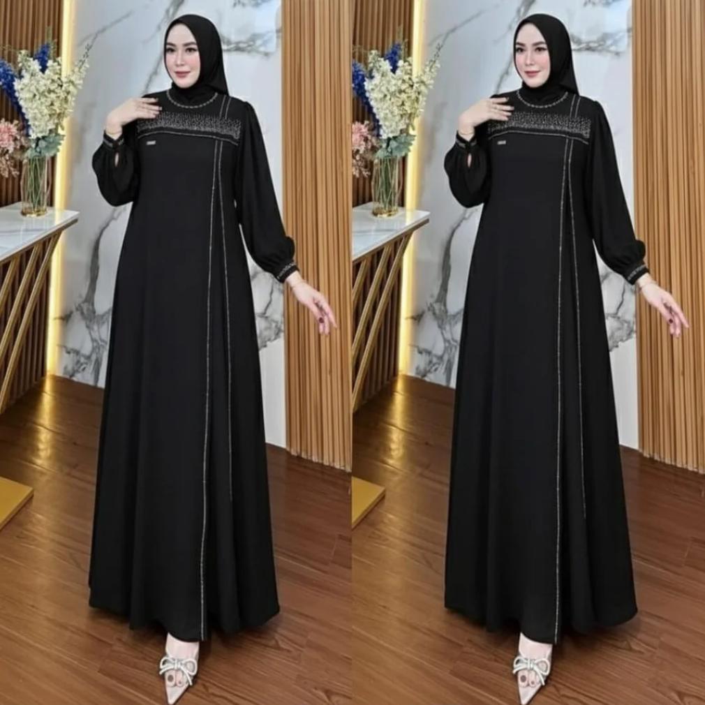 terbaru gamis wanita abaya turkey terbaru 2026 emerald blue aylin dress aplikasi payet swaroski prem