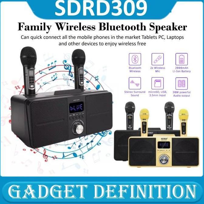 Bst Ready Mic Karaoke Wireless Speaker Bluetoth Sdrd 306 / Sdrd 309 Dua Mic Best Seller