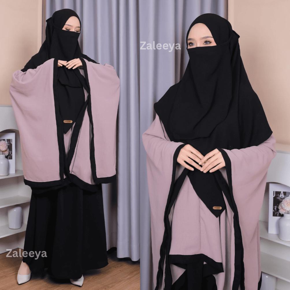 HOT Zahira Gamis Syari Crinkle Premium One Set (Cadar + Pashmina + Rok + Tunik)
