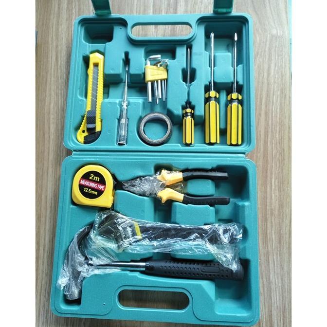DISKON TOOL BOX SET PERKAKAS PALU TANG OBENG KUNCI PAS KUNCI L PALU TANG LENGKAP