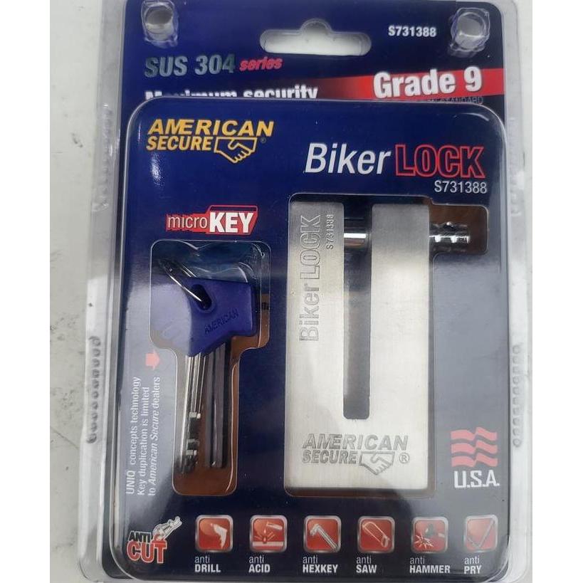 Gembok Cakram Motor Gembok Disc Brake Gembok Motor American Secure Anti Maling