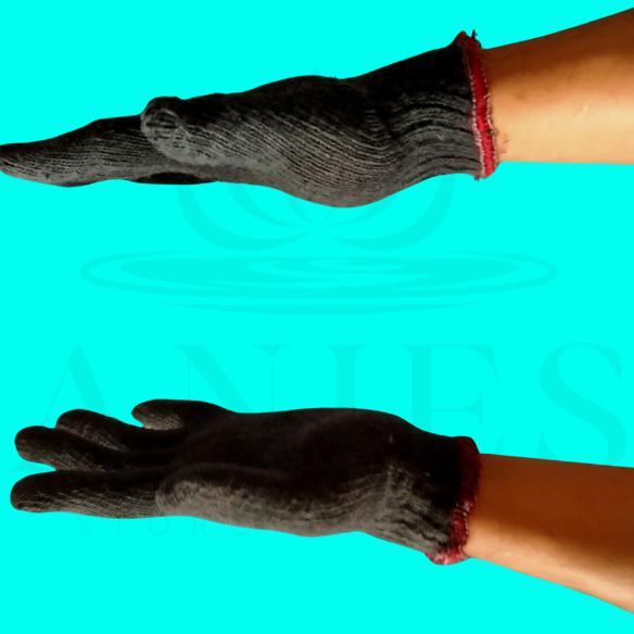 DISKON 1LUSIN/12PASANG SARUNG TANGAN SAFETY KAIN RAJUT PUTIH GELANG KUNING STANDAR INDUSTRI PROYEK K