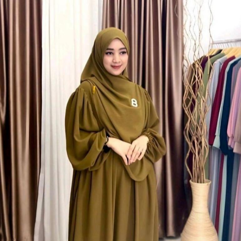 ORIGINAL GAMIS SET HIJAB LUNA SYAR'I PASMINA OVAL CRINGKEL AIRFLOW GAMIS LEBARAN 2025 MODEL GAMIS TE