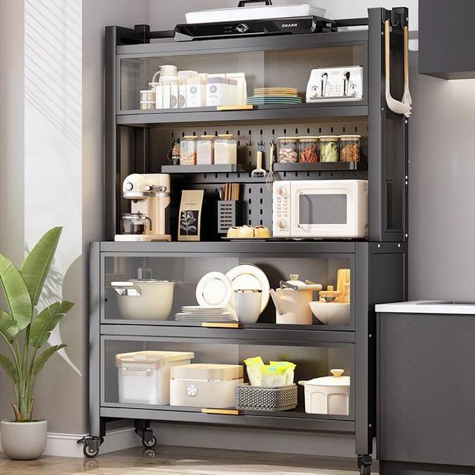 XARANA Rak oven microwave Rak dapur kabinet dengan pintu Rak penyimpanan