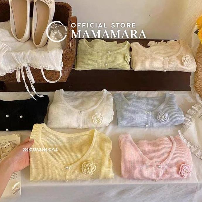 DV257 >> - Cardigan Outer Rajut Tipis Bunga Mawar Luaran Santai Adem Knitwear Simple Daily Wanita Ka