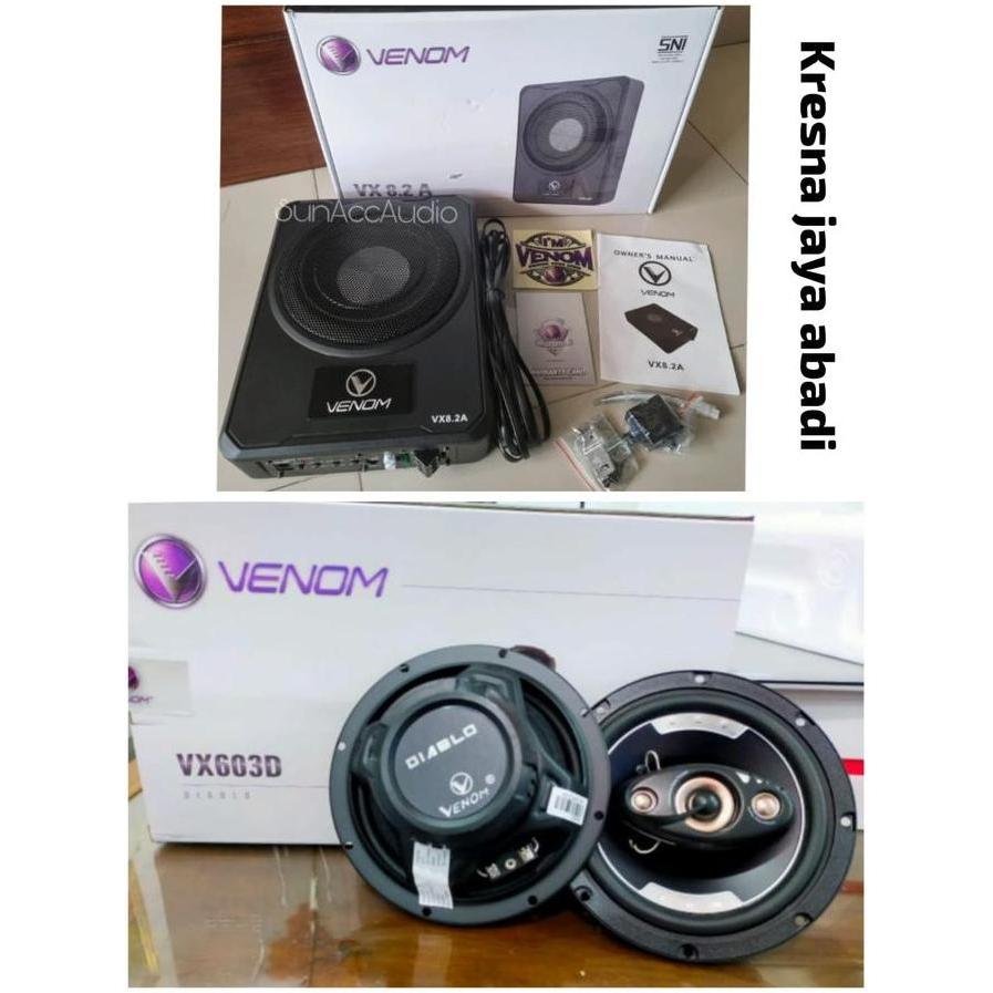 USAMHA PAKET AUDIO MOBIL FULL SET VENOM SUBWOOFER KOLONG AKTIF SPEAKER FULL