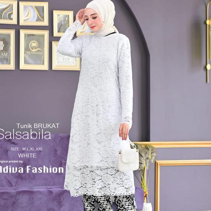 DE167 - Atasan Kebaya Longcape Brokat Modern Hijau Wardah & warna Lain