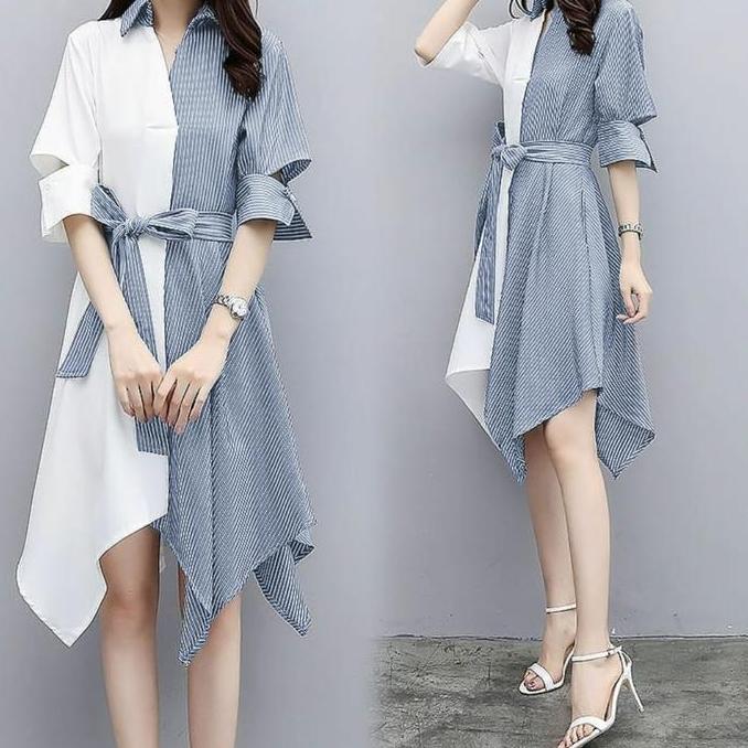 DB232 - BJFashionWanita / X Lula / Tunik Polos / Tunik Salur / Tunik Kombinasi / Kombinasi Salur / K