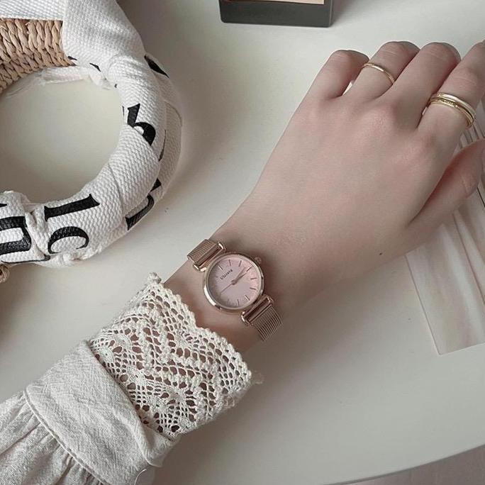 DN52 - Barbee Jam Tangan Wanita Analog Ulzzang Strap Rantai Pasir Bulat Fashion Korea Watch Watches