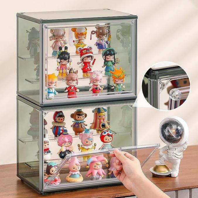 XARANA Kotak Display Full Acrylic untuk Pop Mart Blind Box & Action Figure Sanrio/Godzilla - Rak Paj