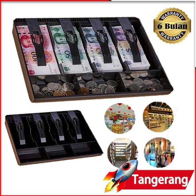 TOKOKUSHOP Laci Kasir Uang 4/5 Kisi Laci Uang Laci Kasir Sekat Kotak Uang Kasir