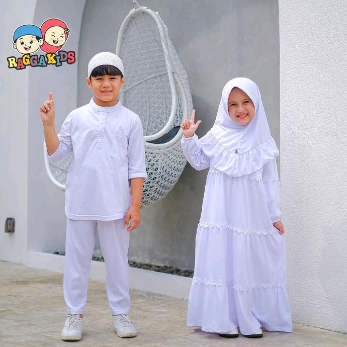 Koko anak putih set celana Raggakids | Baju Koko kurta anak set celana Raggakids Original