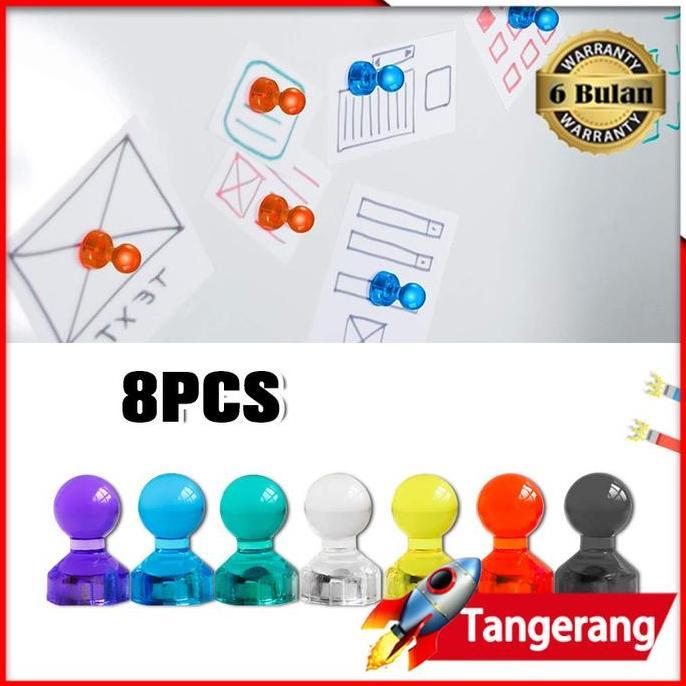 VEZALA 8pcs Pin Magnet Neodynium Memo Kulkas Magnet Thumbtack Paku 11*17mm