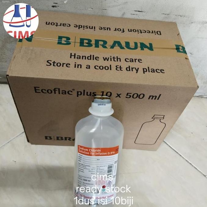 TERMURAH - sodium chloride 0,9% - 500ml ready stock 1dus isi 10biji