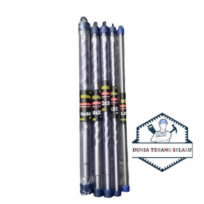 Mata Bor Tembok PANJANG MOLLAR 5 6 8 10 12 14 16 mm - Bor Beton 30cm