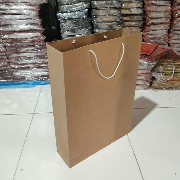 Paper Bag Polos Coklat Besar/Lusin (12 pcs) Ukuran L 25935 cm