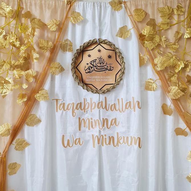Lebaran Idul Fitri 2023 Backdrop Putih Hiasan Dinding Pesta Rumah Lengkap Taqaballahu Mina Wa Minkum
