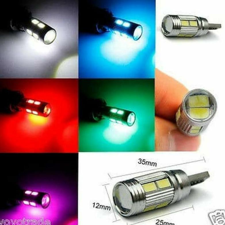 NEW LAMPU LED T10 PROJIE 10 MATA  LENSA SENJA KOTA SEIN 12V MOBIL MOTOR