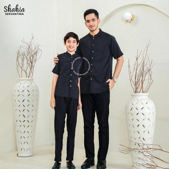 Shahia Servantina - Cendana Koko Sarimbit Famset Lebaran Gamis Dress Couple Dad & Kids