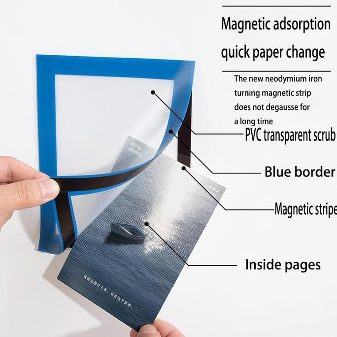 A3 A4 A5 A6 PVC Tempat Brosur Tempel / Tempat Poster Tempel Dinding Akrilik / Sign Holder / Wall Sti