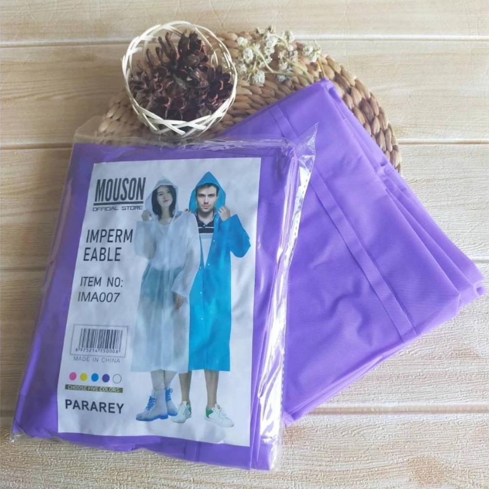 New Deals Jas Hujan Eva Mouson Ponco Plastik Lengan Panjang Bertudung Hoodie Terusan Kancing Modis U