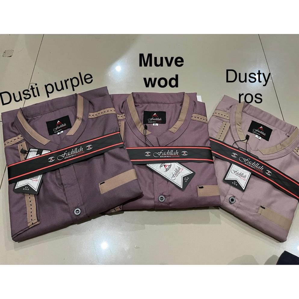 Disc Anr Fadillah 03- Kemeja Koko Atasan Muslim Pria Kemeja Koko Lengan Panjang Dusty Purple