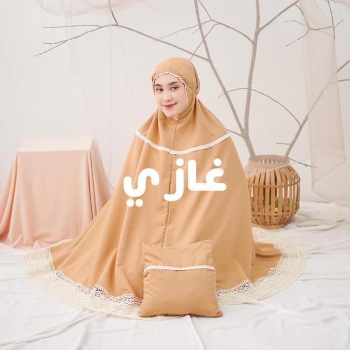 Mukena Dewasa Katun Polos Renda Rajut Jumbo Atasan Bawahan