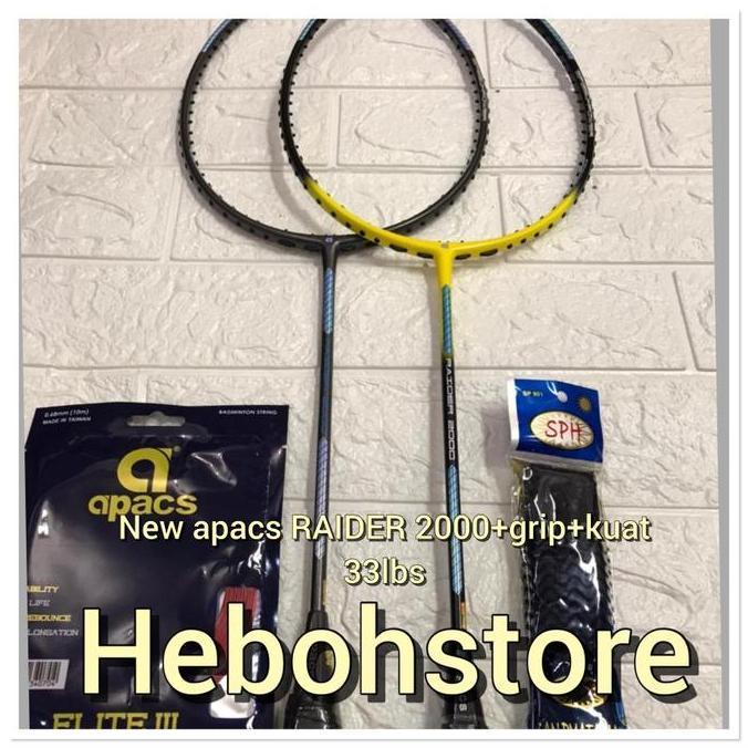 Raket Badminton NEW APACS RAIDER 2000 33 lbs+senar apacs+grip